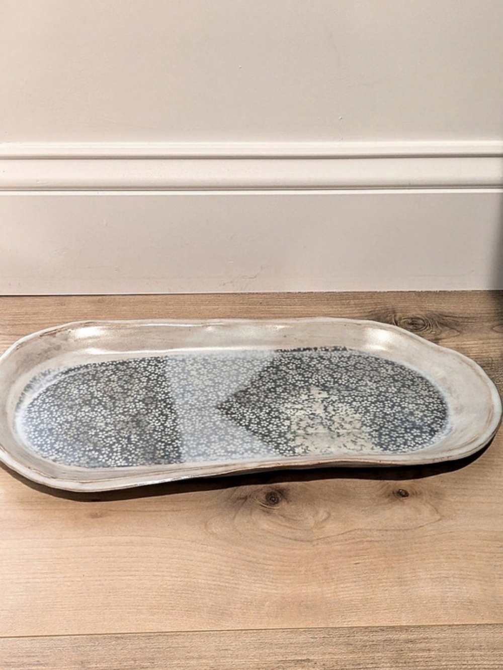 Handmade Abstract Black & White Pottery Serving Tray